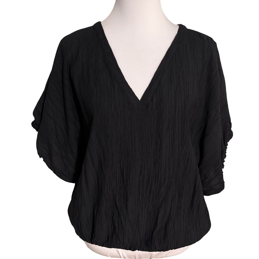Ann Taylor Black V Neck Dolman Sleeve Blouse